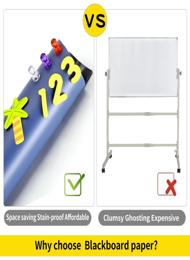 ورق لاصق مغناطيسي للسبورة، مقاس 24 × 36 بوصة، ورق جدران سبورة قابل للتقشير واللصق، ملصق جداري مغناطيسي للسبورة السوداء للمنزل وغرفة اللعب والفصل الدراسي (أزرق رمادي) - Image 5